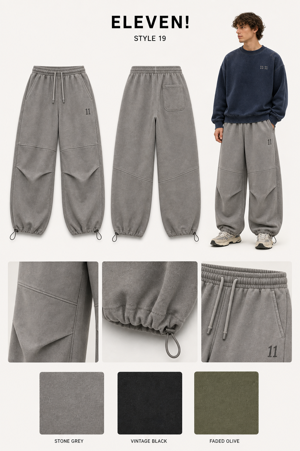 ELEVEN 19 balloon sweatpants single sheet