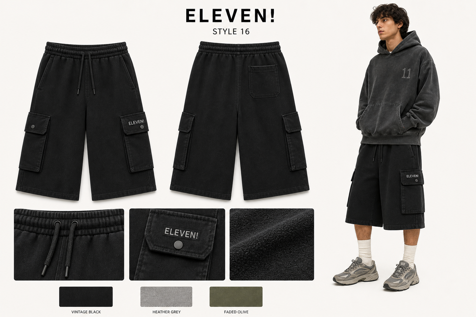 ELEVEN 16 cargo sweat shorts single sheet