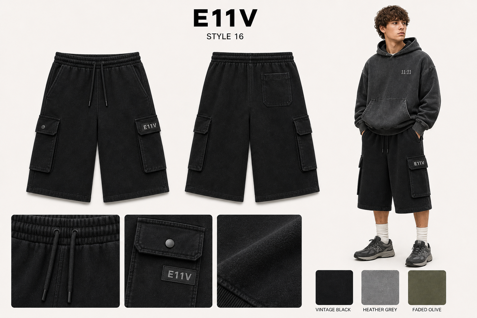 E11V 16 cargo sweat shorts single sheet