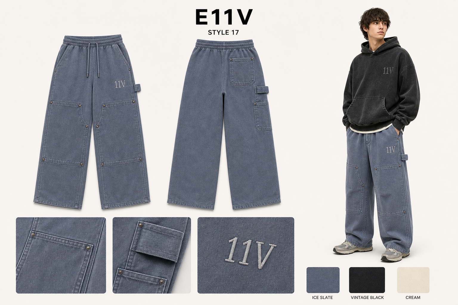 E11V 17 carpenter sweatpants single sheet