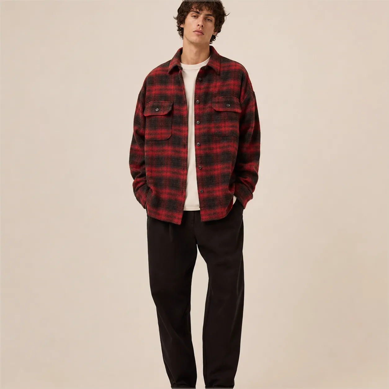 Brushed Plaid Overshirt back