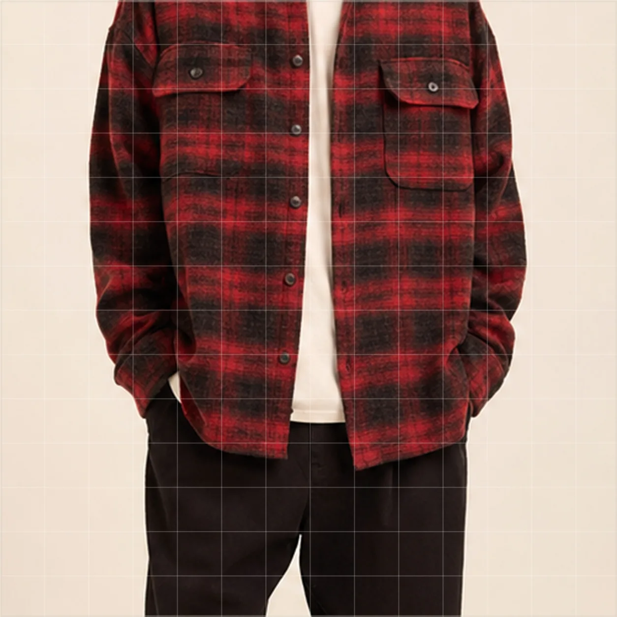 Brushed Plaid Overshirt detail plaid