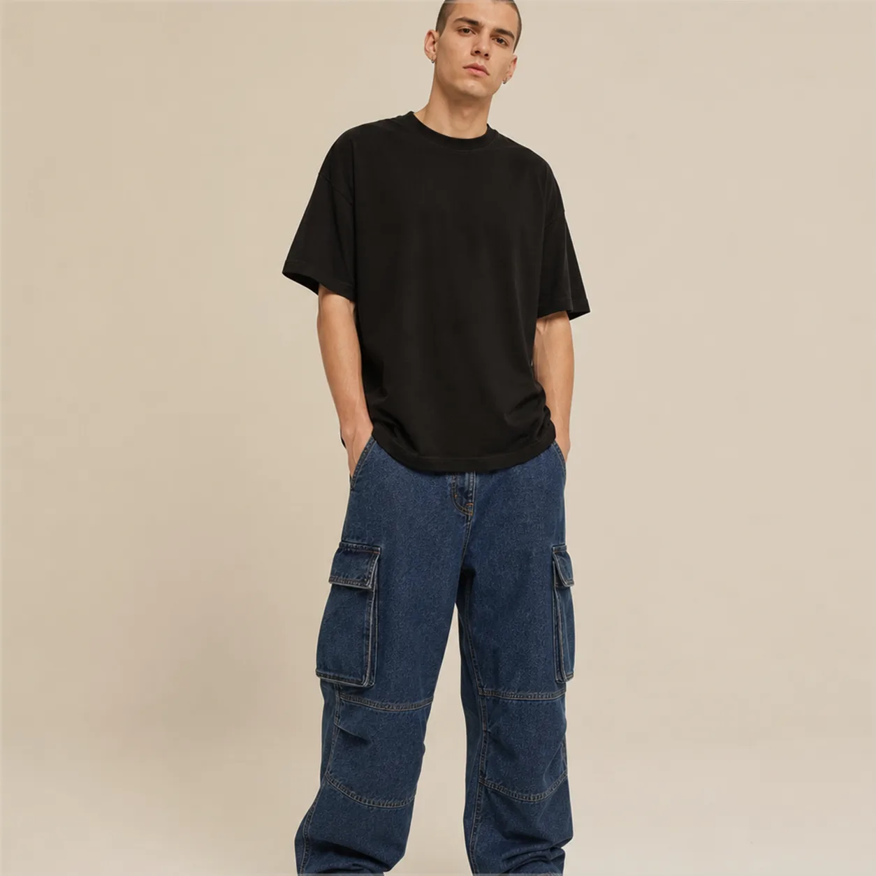 Denim Cargo Pants back