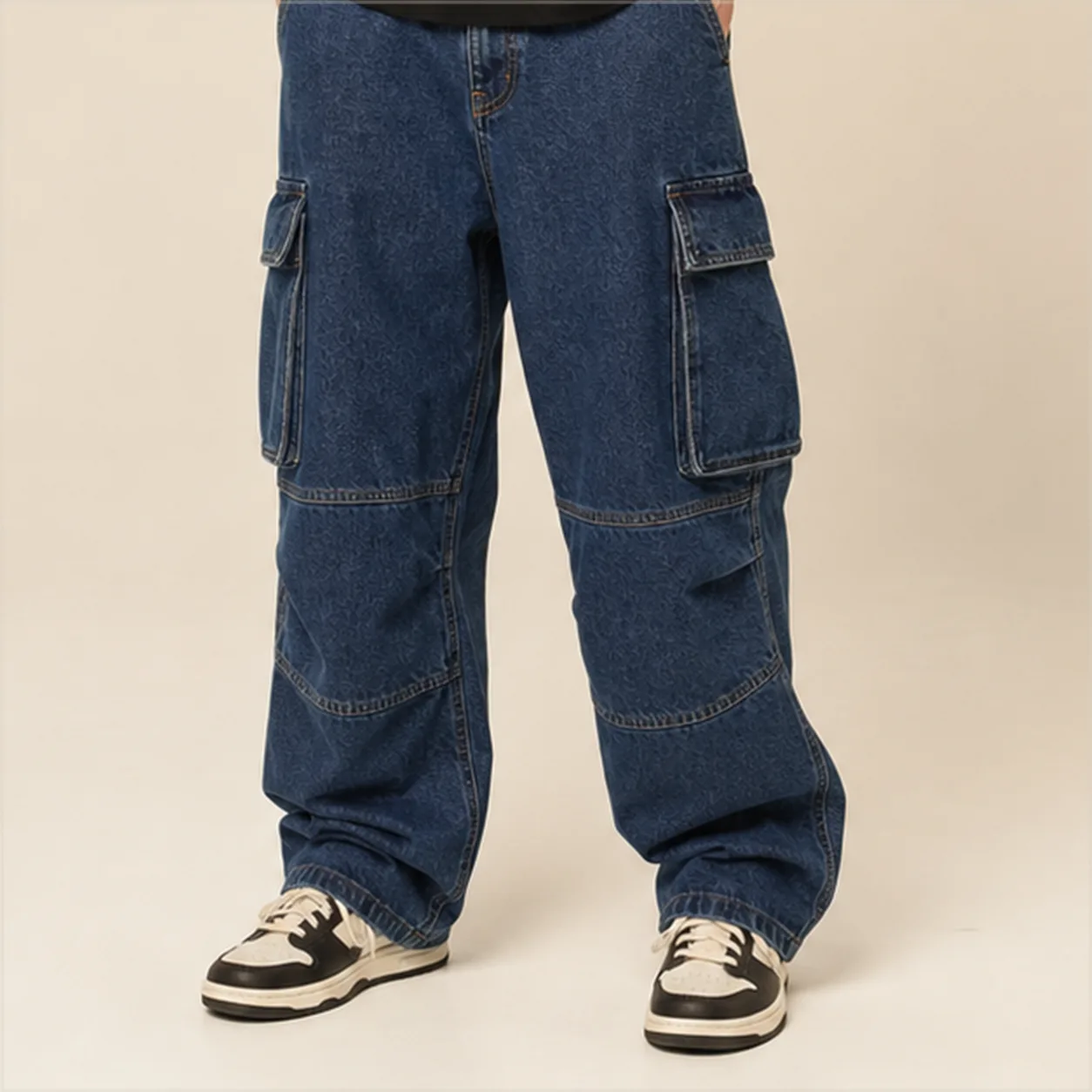 Denim Cargo Pants detail hem
