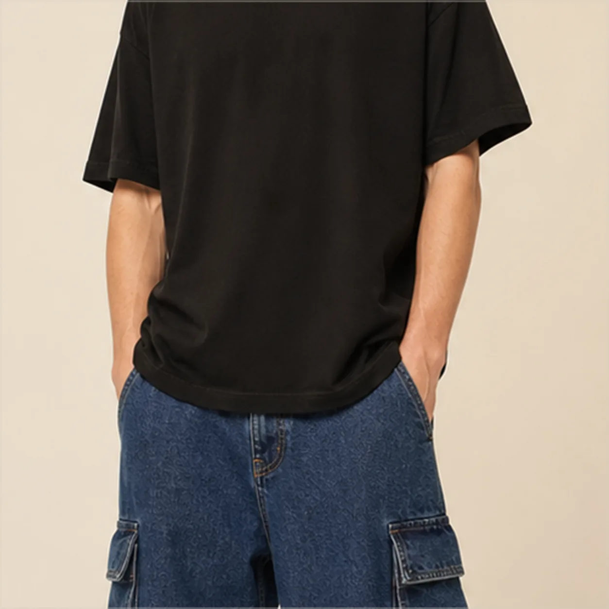 Denim Cargo Pants detail knee