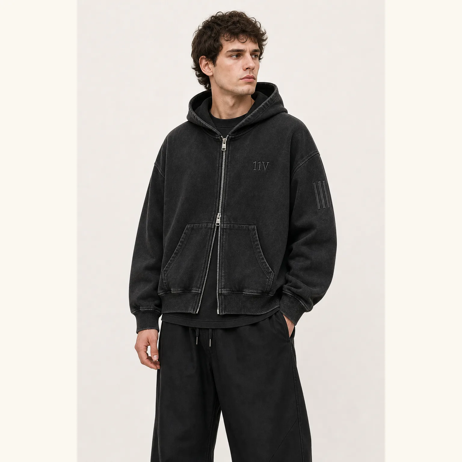 Double Zip Hoodie model