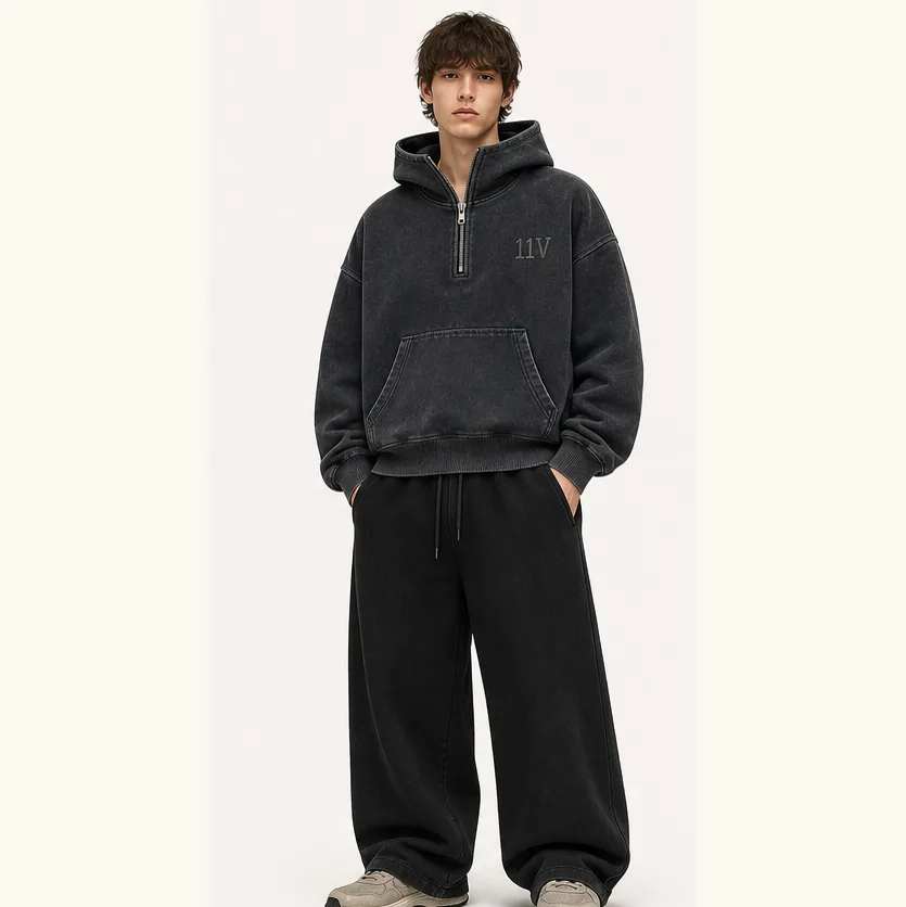 Half Zip Hooded Sweatshirt model