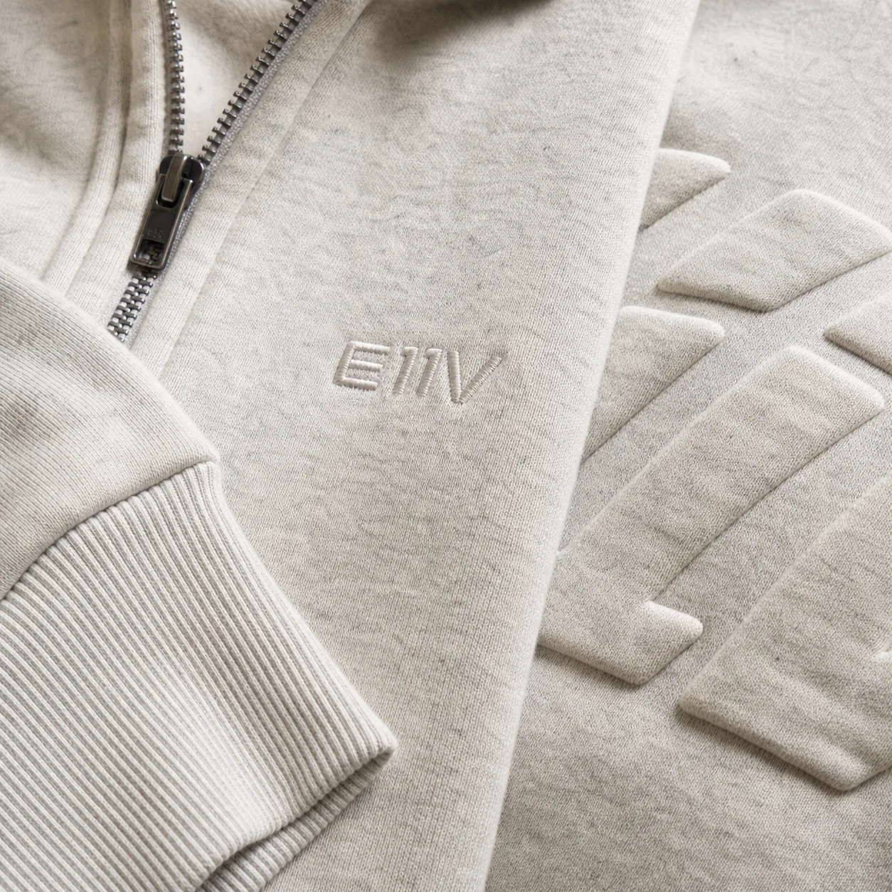 Heavyweight Vintage Zip Hoodie oatmeal macro detail