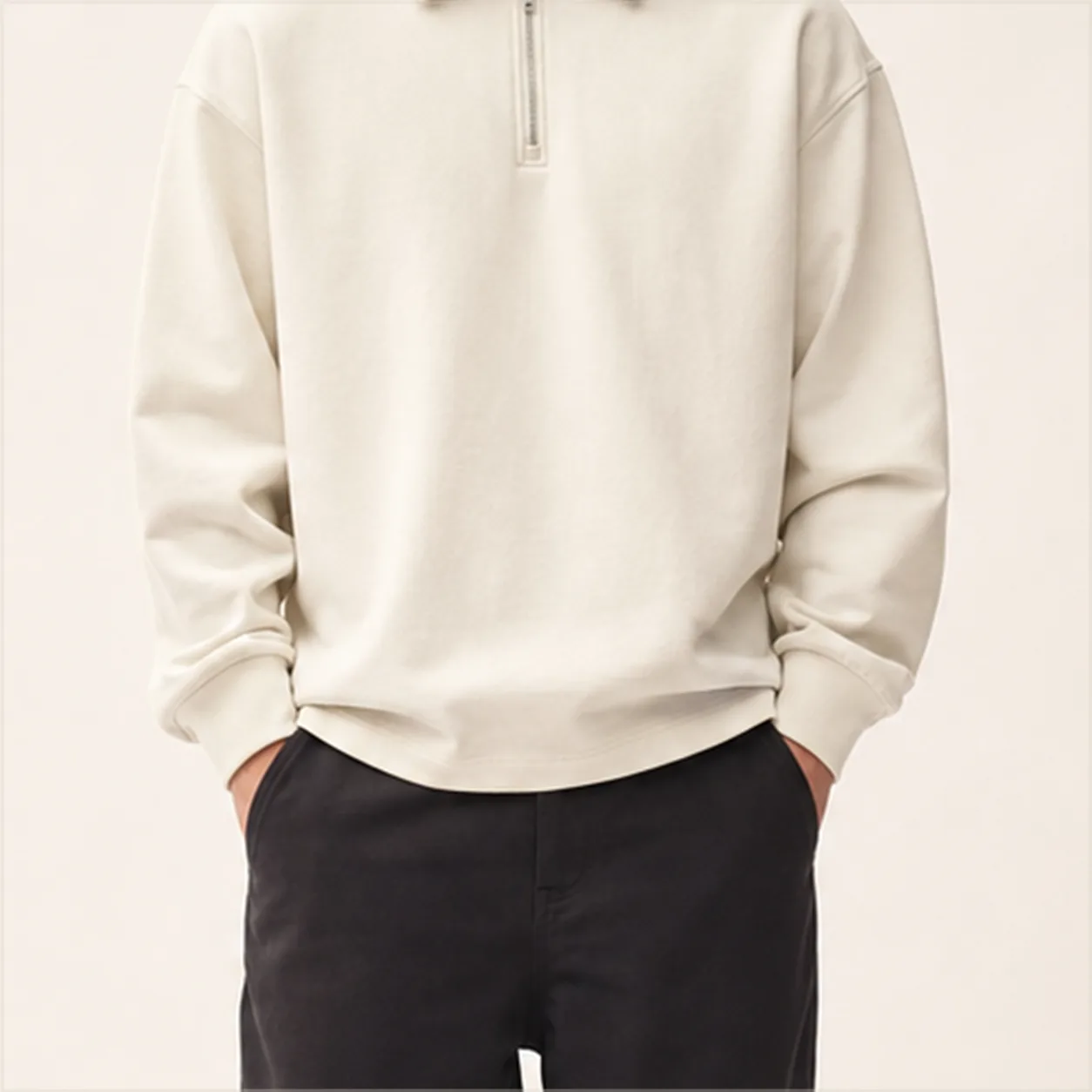 Quarter Zip Rugby Polo detail stripe
