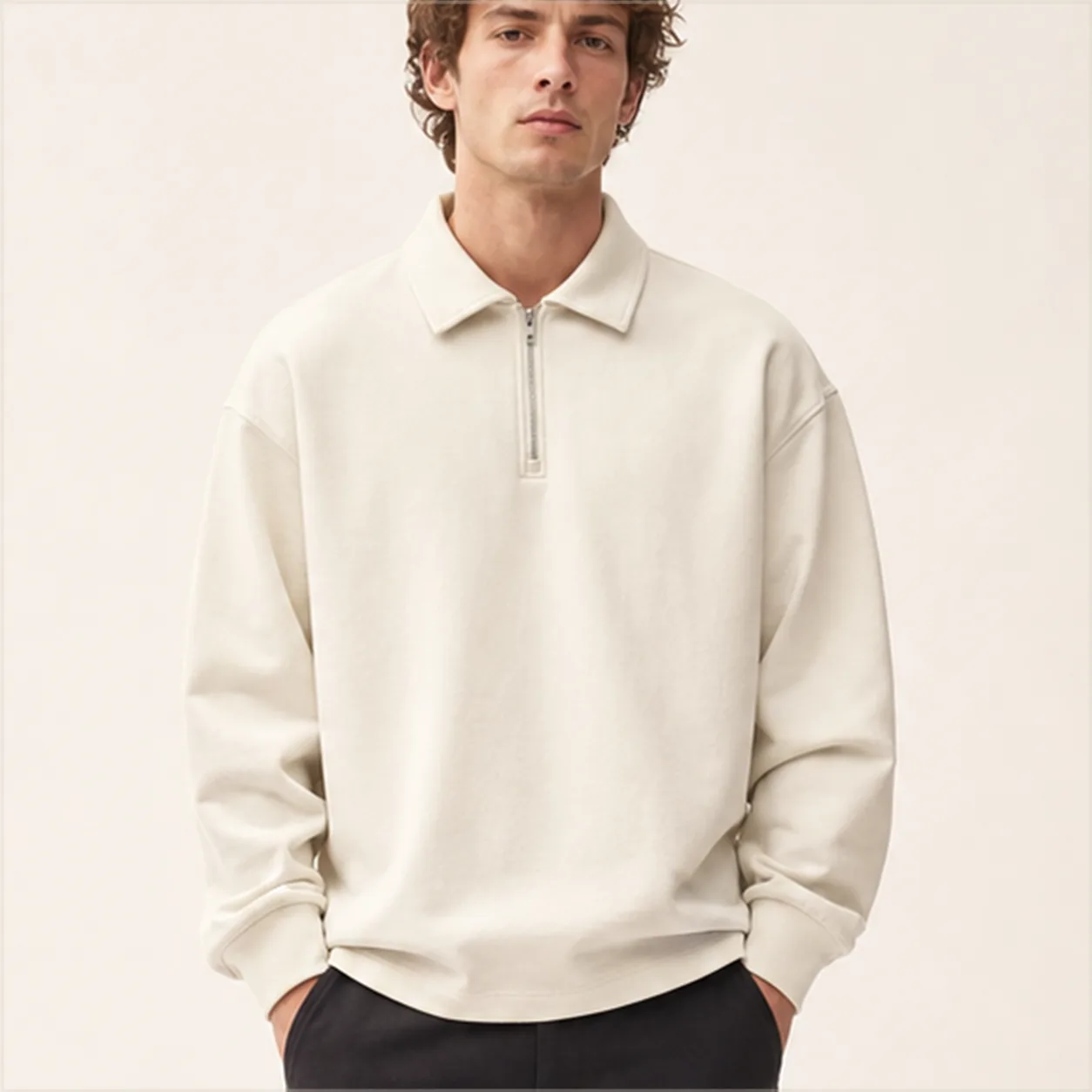 Quarter Zip Rugby Polo detail collar