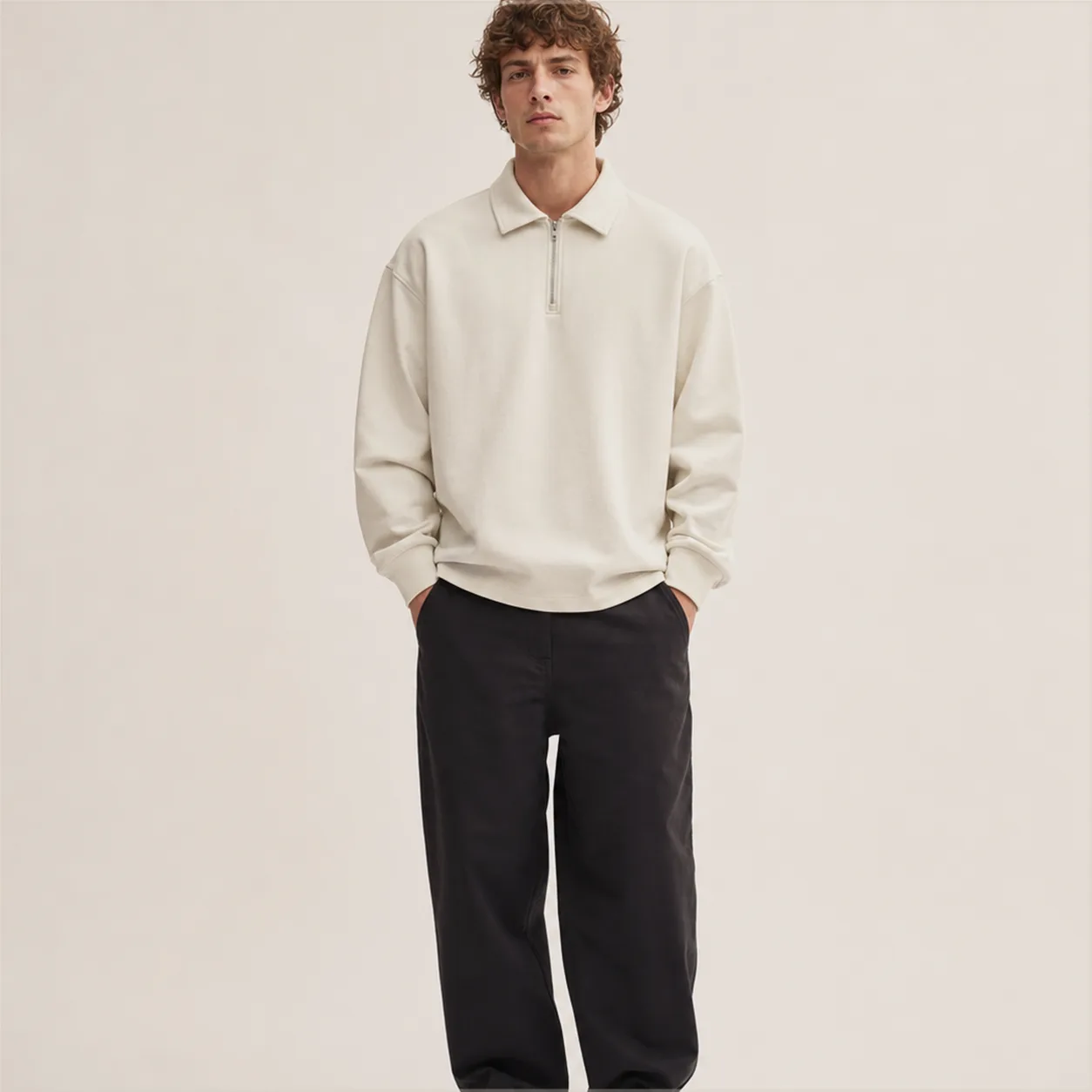 Quarter Zip Rugby Polo back