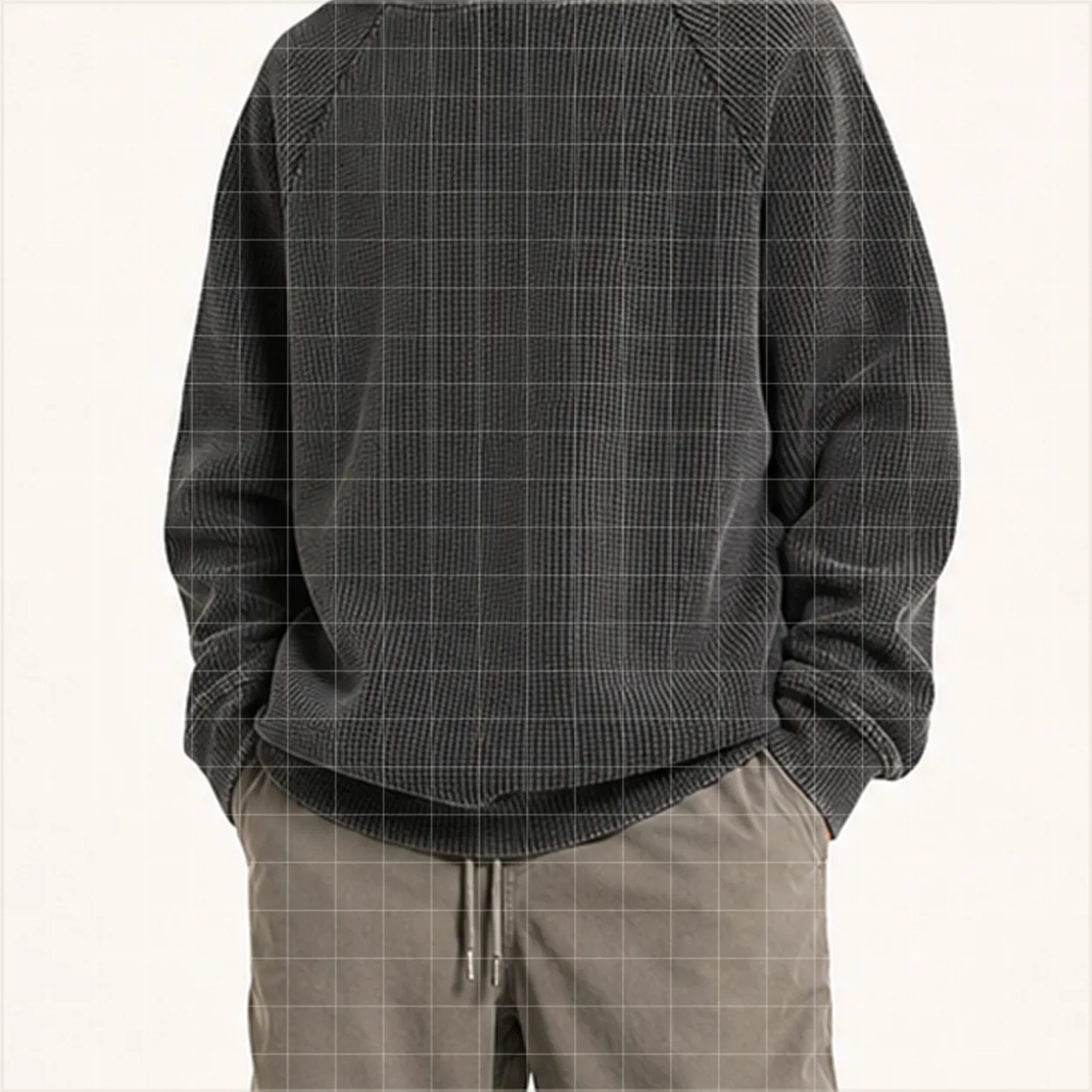 Raglan Thermal Hoodie detail waffle