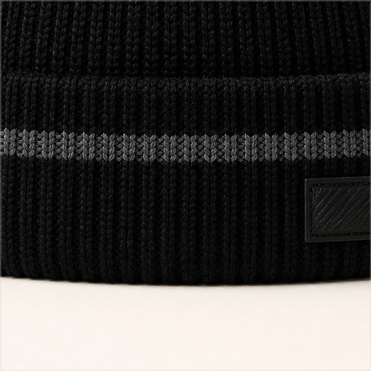 Striped Knit Beanie detail cuff