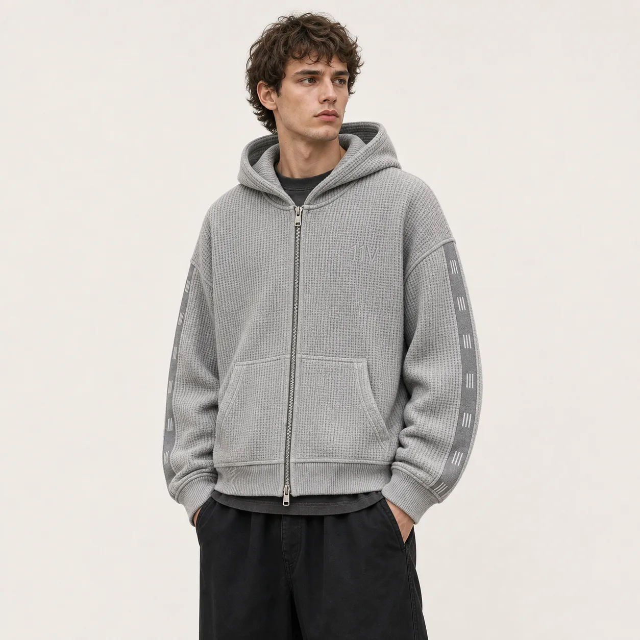 Waffle Zip Hoodie model