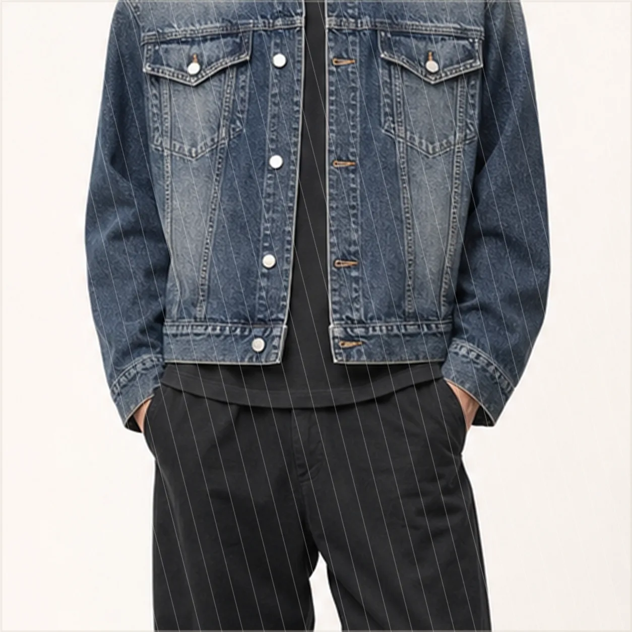 Washed Denim Trucker Jacket detail wash
