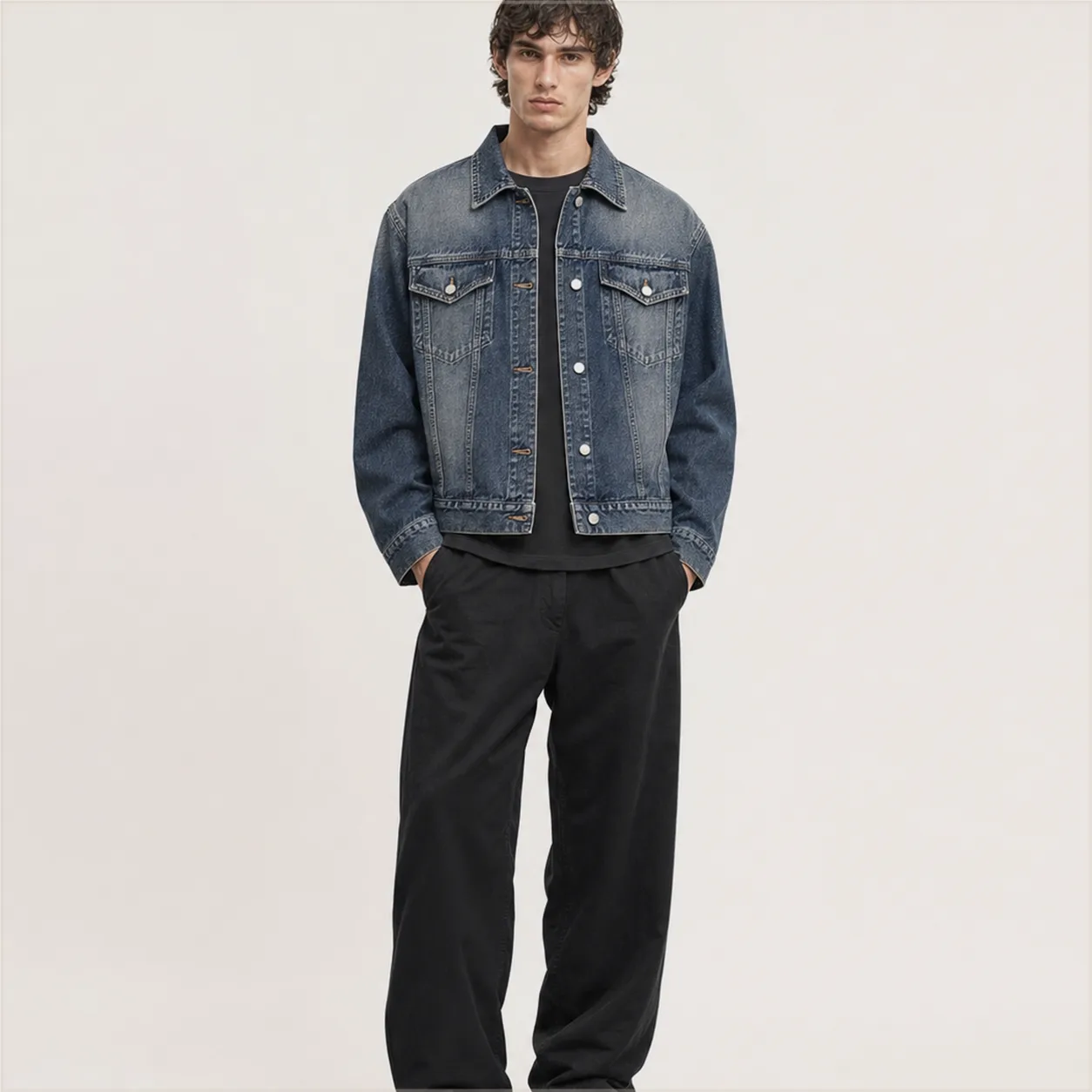 Washed Denim Trucker Jacket back
