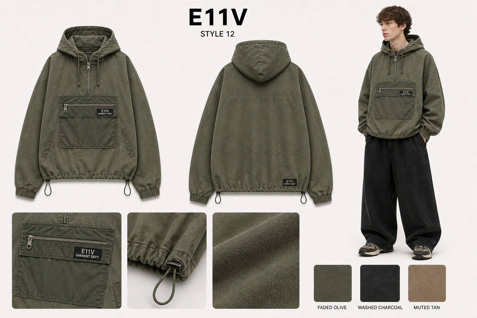 E11V 12 anorak hoodie single sheet