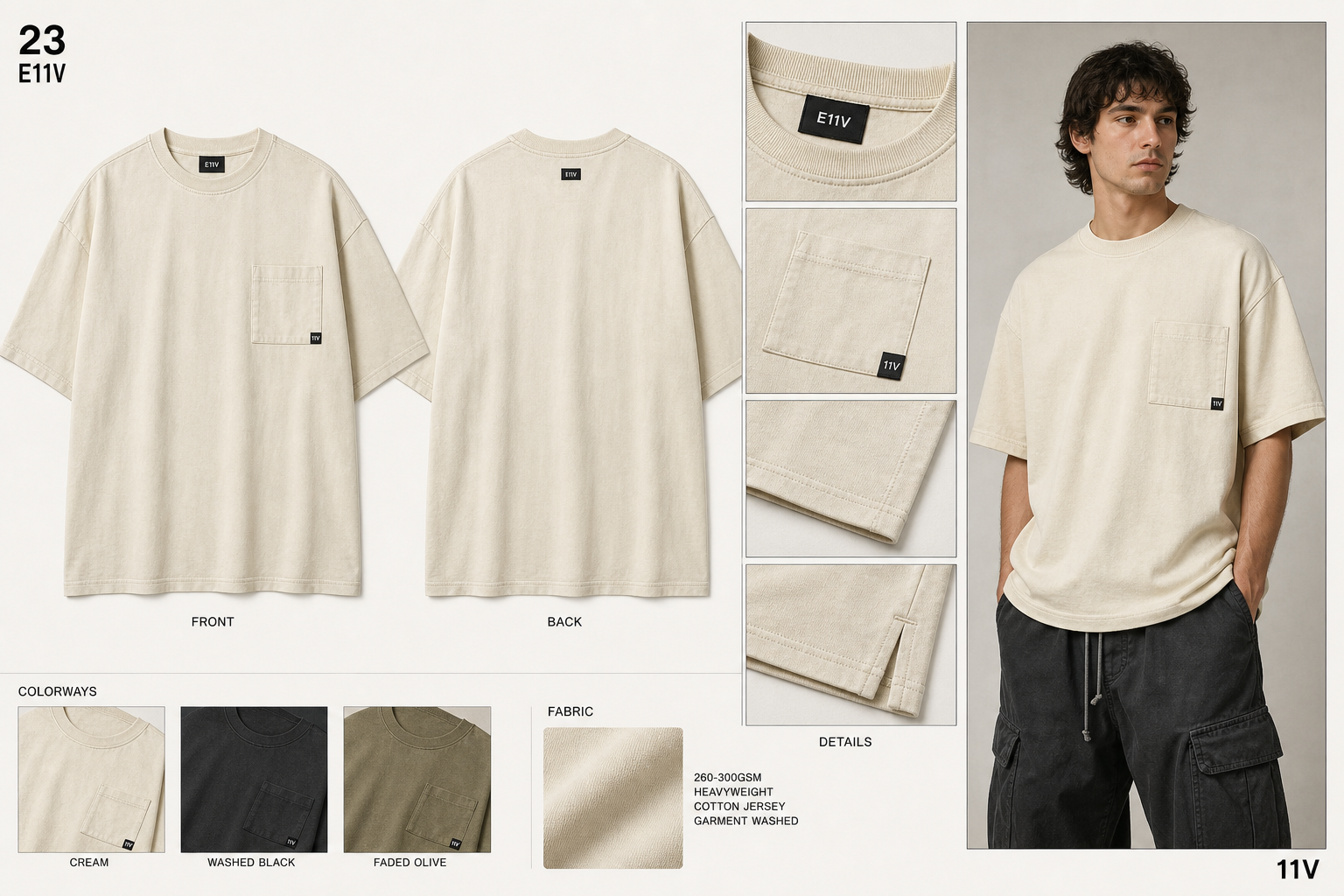E11V 23 oversized pocket tee single sheet