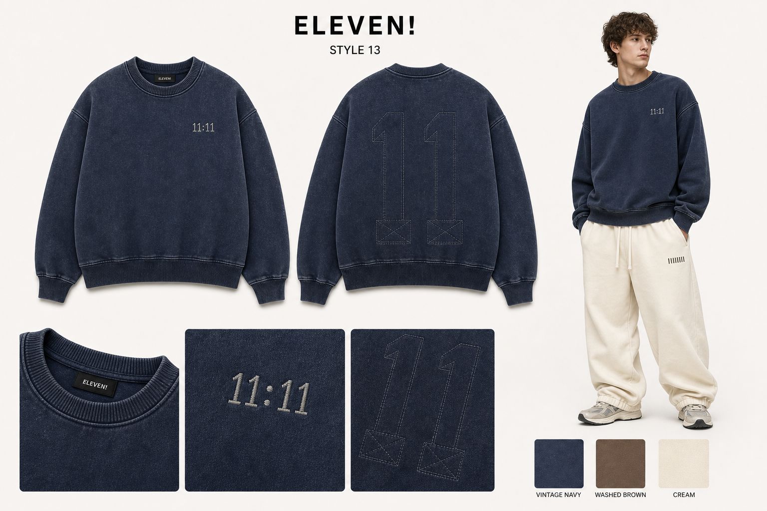ELEVEN 13 vintage crewneck single sheet
